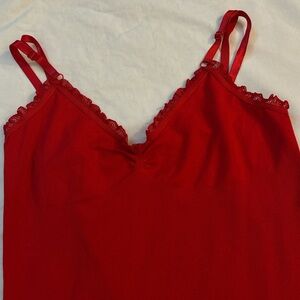 Eye Candy Red Lace Trim Lingerie Top